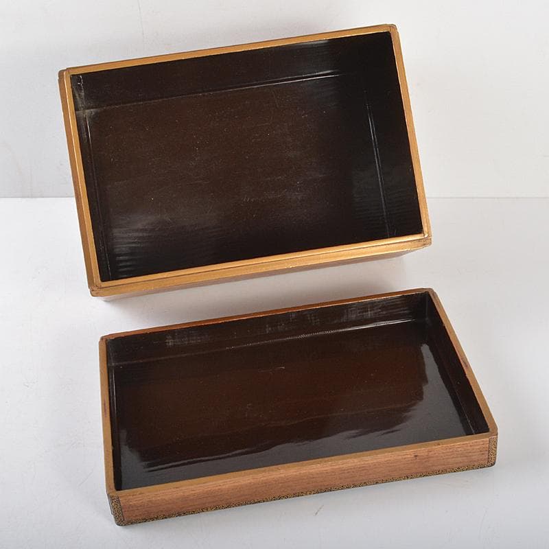 茶道具　唐草蒔絵　唐桑茶箱　黒楽茶碗　棗など　五点まとめて　時代箱　DR5732