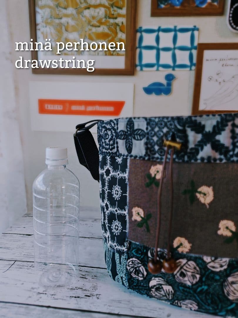【再販ナシ】ミナペルホネン ドローストリングバッグ foresttile　巾着