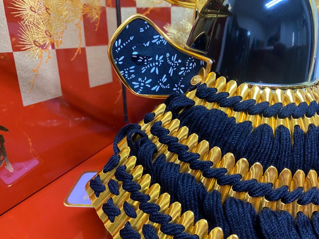 上杉謙信　東京久月　五月人形　家紋付き兜飾り収納セット・本金彩箔押