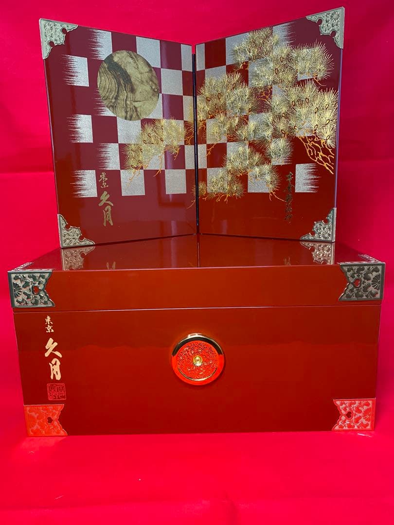 上杉謙信　東京久月　五月人形　家紋付き兜飾り収納セット・本金彩箔押