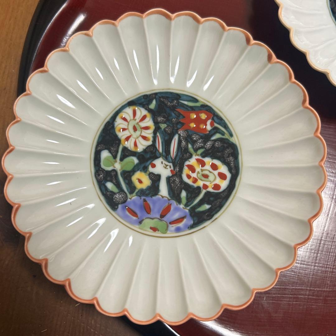 作家　陶芸作家　空萌工房 うさぎ 田口紀美子　菊割皿　2枚セット