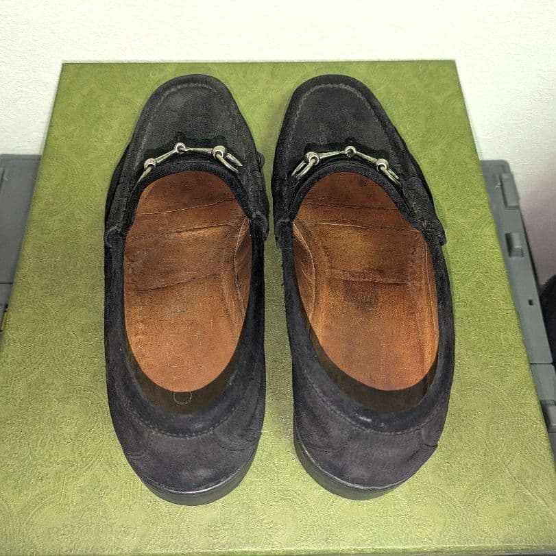マカン　GUCCI　ホースビットローファー　スエード　黒　41 1/2
