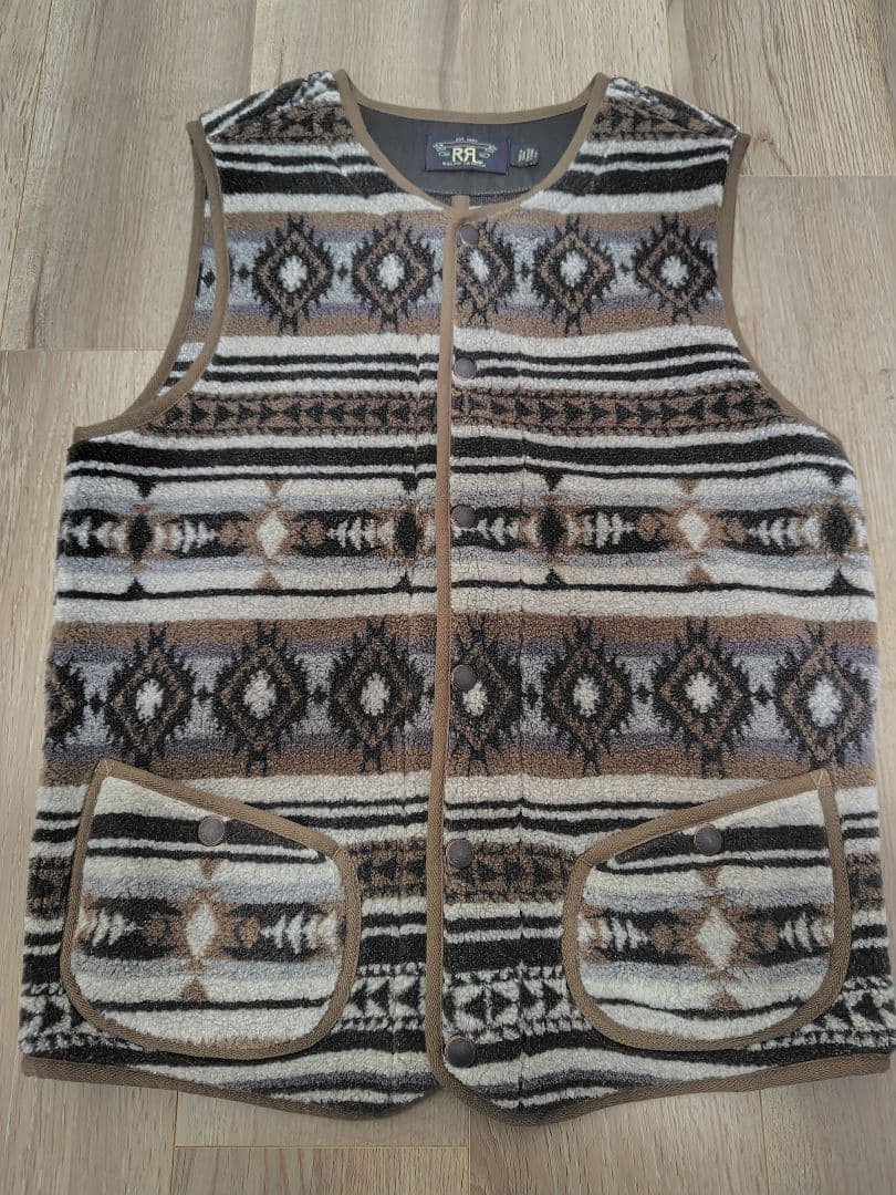 セ*ン様 美品*RRL*ジャカード パイル フリース ベスト *　S　ダブルアー