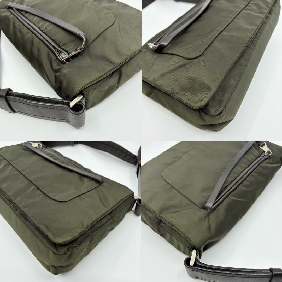 美品 PRADA プラダ ナイロン ショルダーバッグ カーキ A1359B1