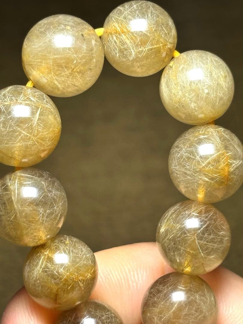 【新入荷】ゴールドルチルクォーツブレス11.8〜12.8㎜（新品未使用）ミチミチ