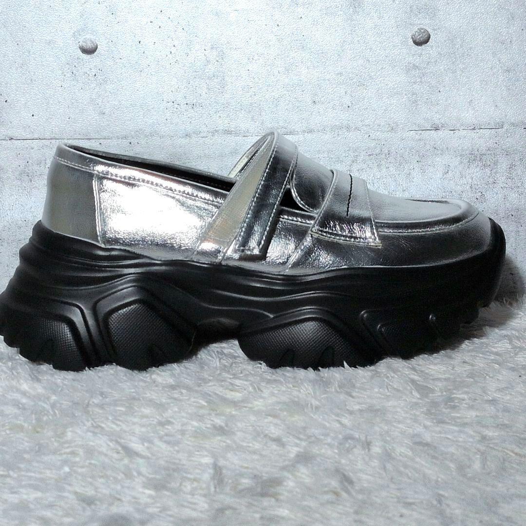 【未使用保管品 タグ付き】マルシャルテル　メリージェーン　ローファー　厚底　銀色