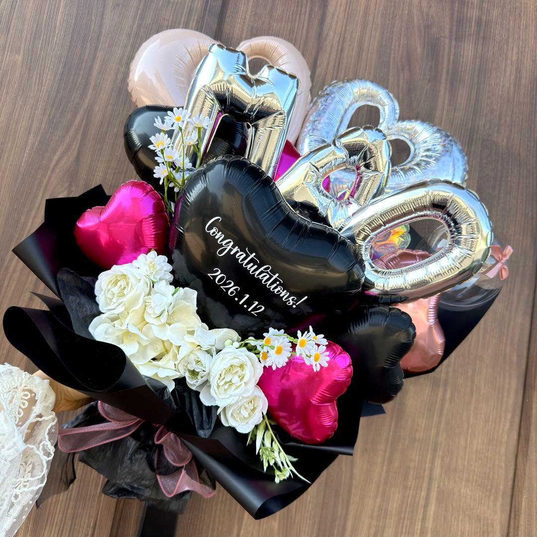 卒業式❤︎バルーンブーケ花束｜風船 ギフト お祝い 誕生日 ブラック 黒 フラワー