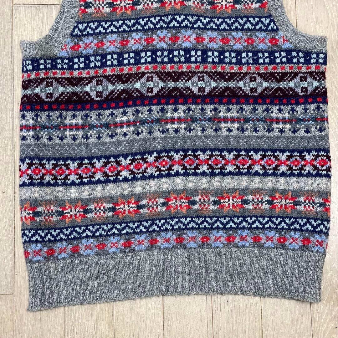 ジャミーソンズ　シェトランドウール ニットベスト　ショールカラー　メンズM位