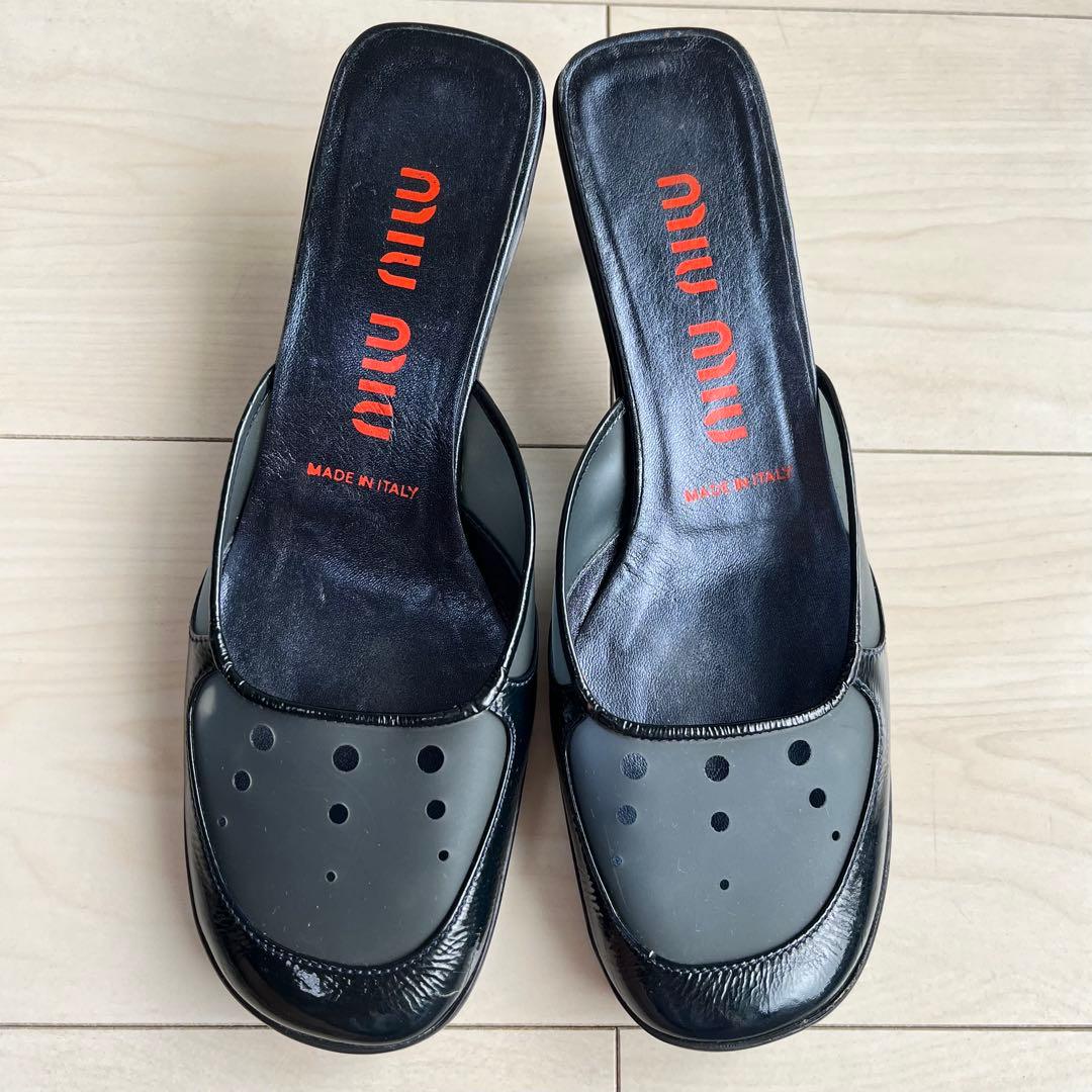 90s-00s miu miu ミュウミュウ ミュール サンダル エナメル