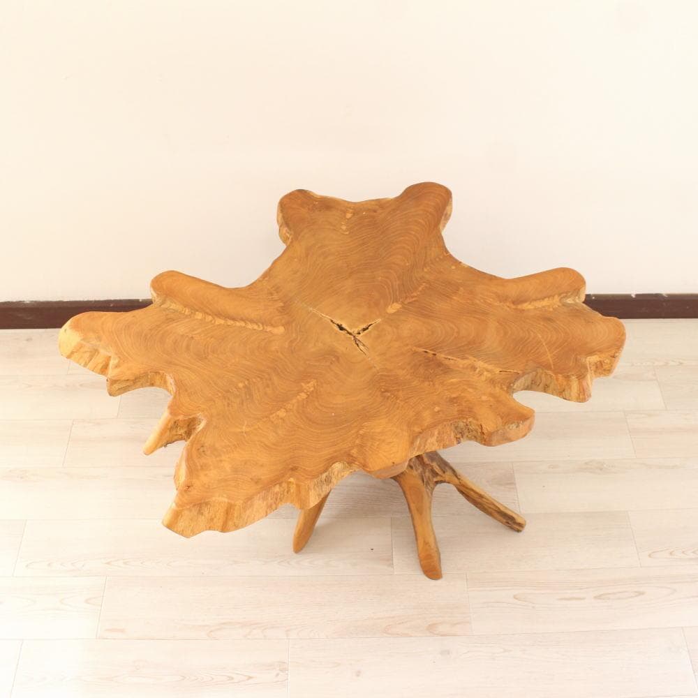 在庫処分 １点もの 木製 テーブル チーク材 天然木 一枚板 切り株 根 B-5