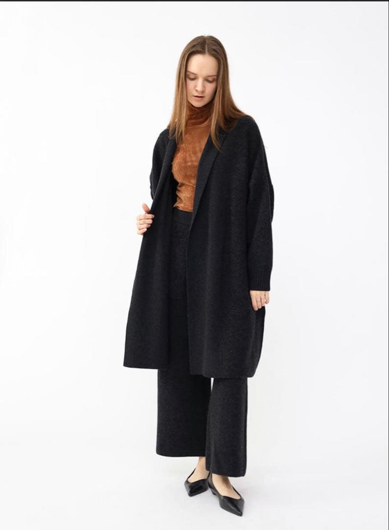 Aga ロングニットカーディガン　ダークグレー　ヤマダヤ　定価40000円