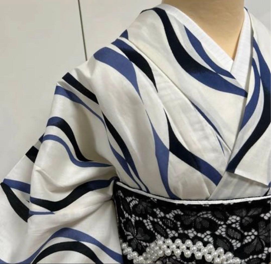 浴衣 ゆかた 白、ネイビー、黒 サイズM ユカタ 浴衣単品 イベント 花火 M