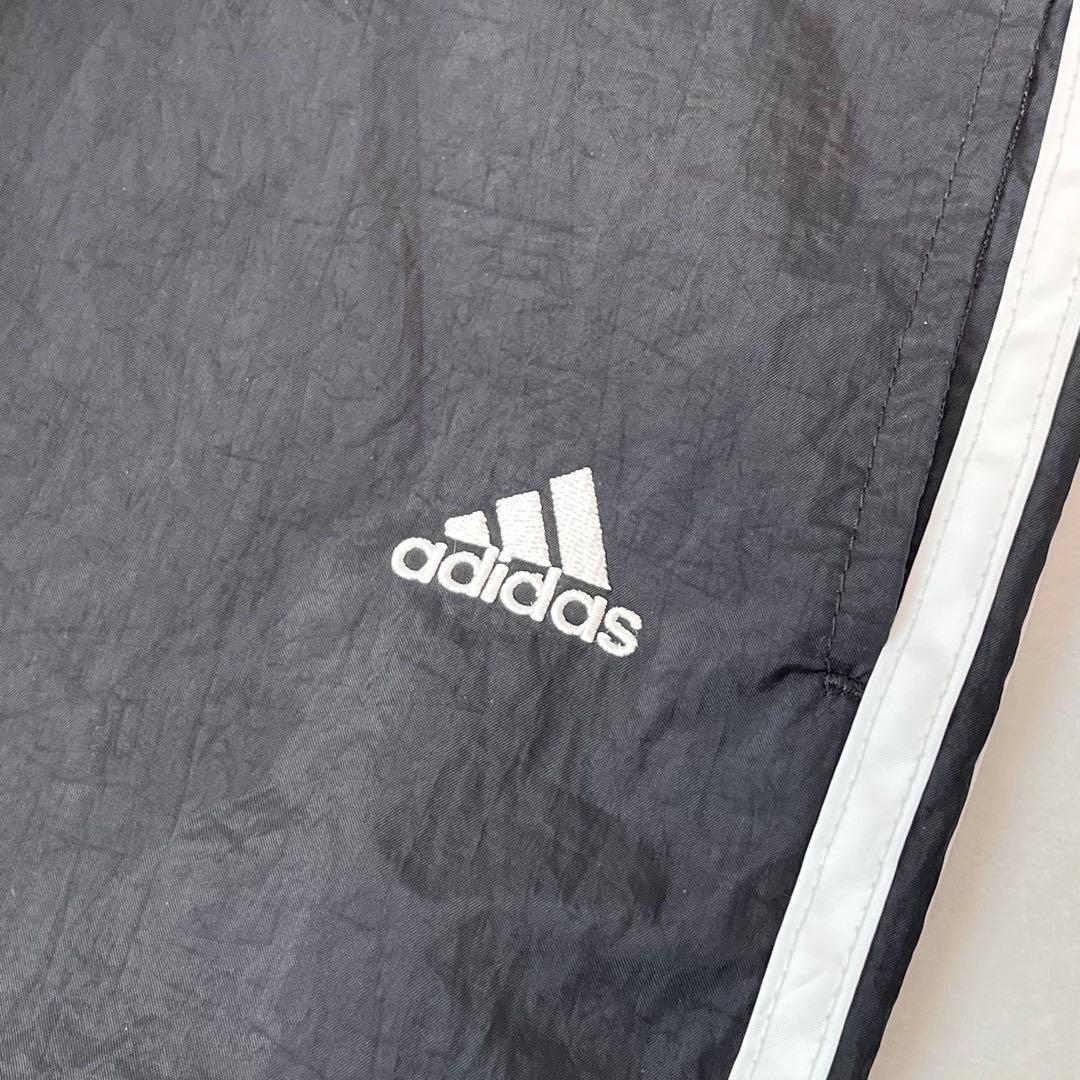 00s adidas バギートラックパンツ 3ライン 刺繍ロゴ ブラック XL