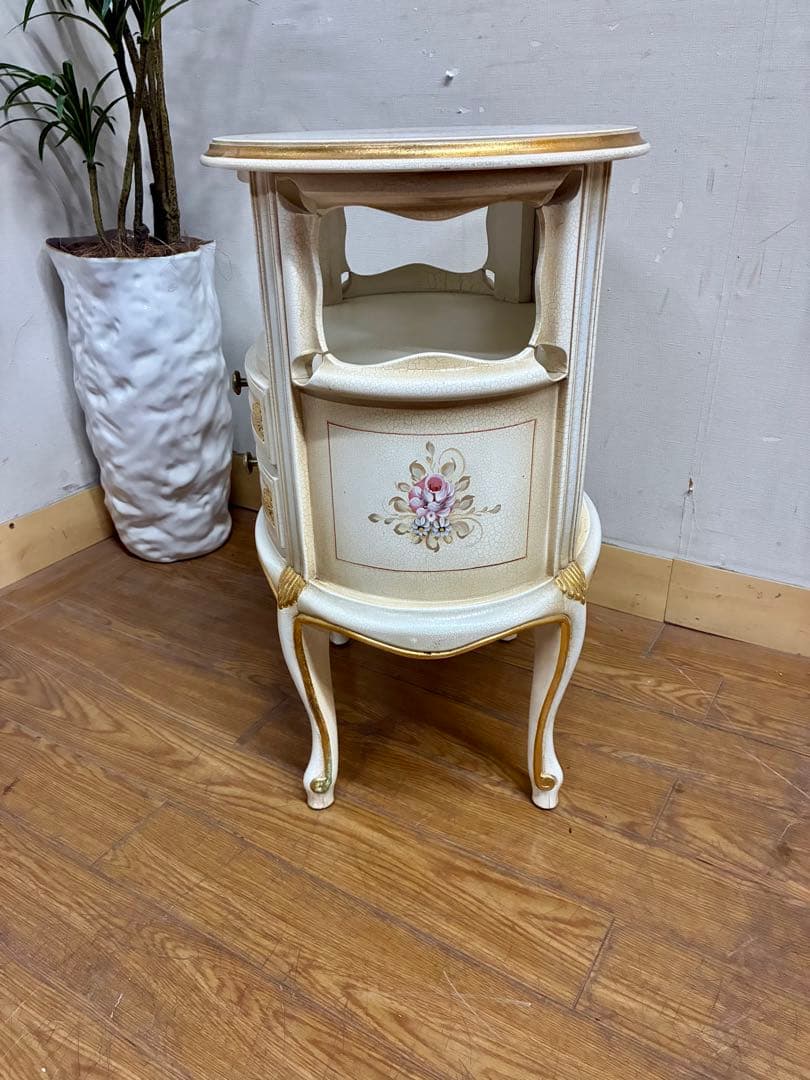 管386☆イタリア製☆ロココ調☆姫系☆ヒビ加工☆サイドテーブル☆コンソール