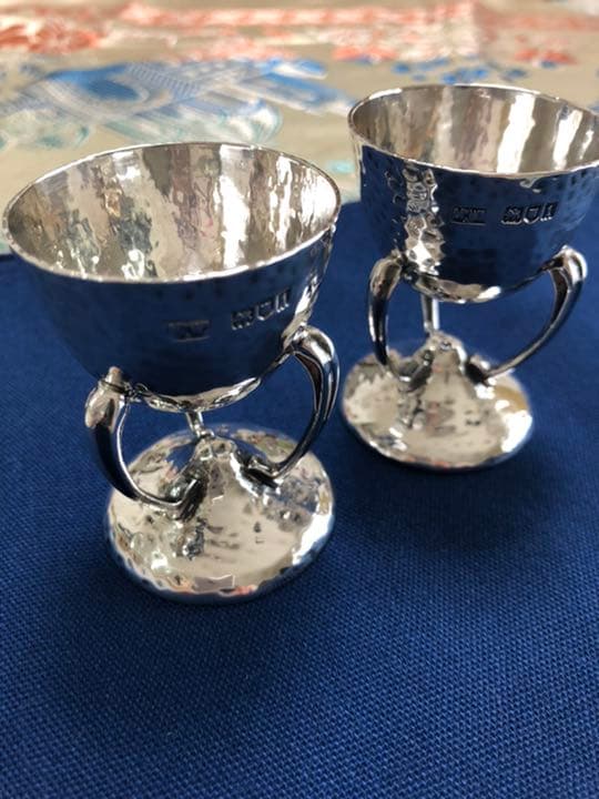 アンティークシルバー❤️マッピン&ウェップ　エッグスタンドペア