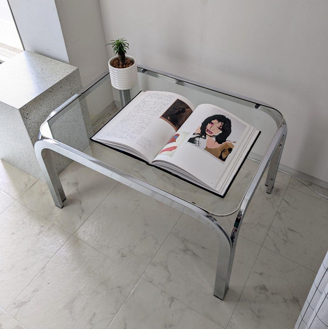 ヴィンテージ ガラステーブル モダン ミッドセンチュリー アイアンフレーム