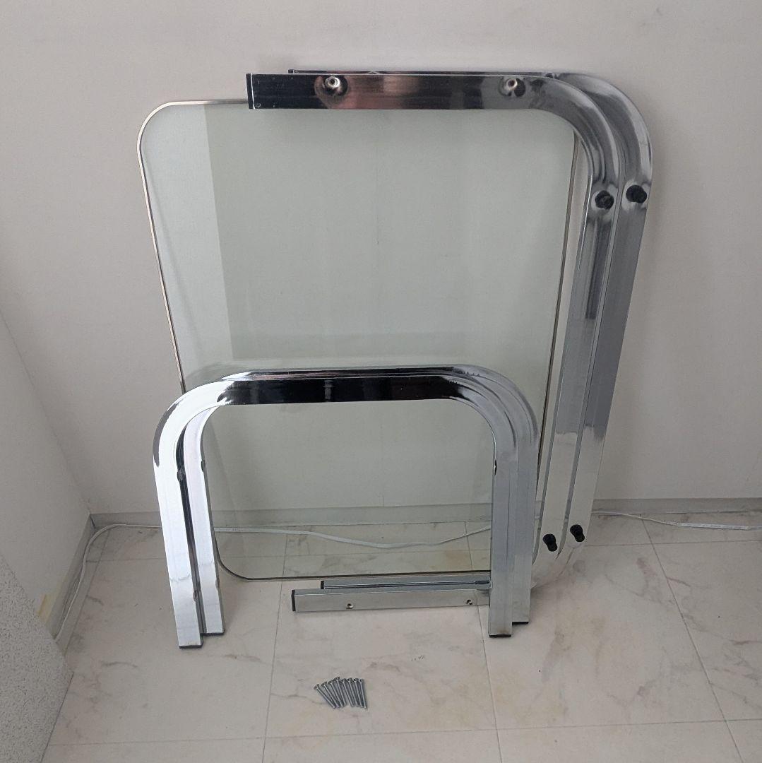 ヴィンテージ ガラステーブル モダン ミッドセンチュリー アイアンフレーム