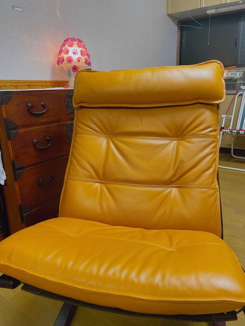 IDC 大塚家具 本革 ハイバックチェア レザー 曲木 イージーチェア 北欧