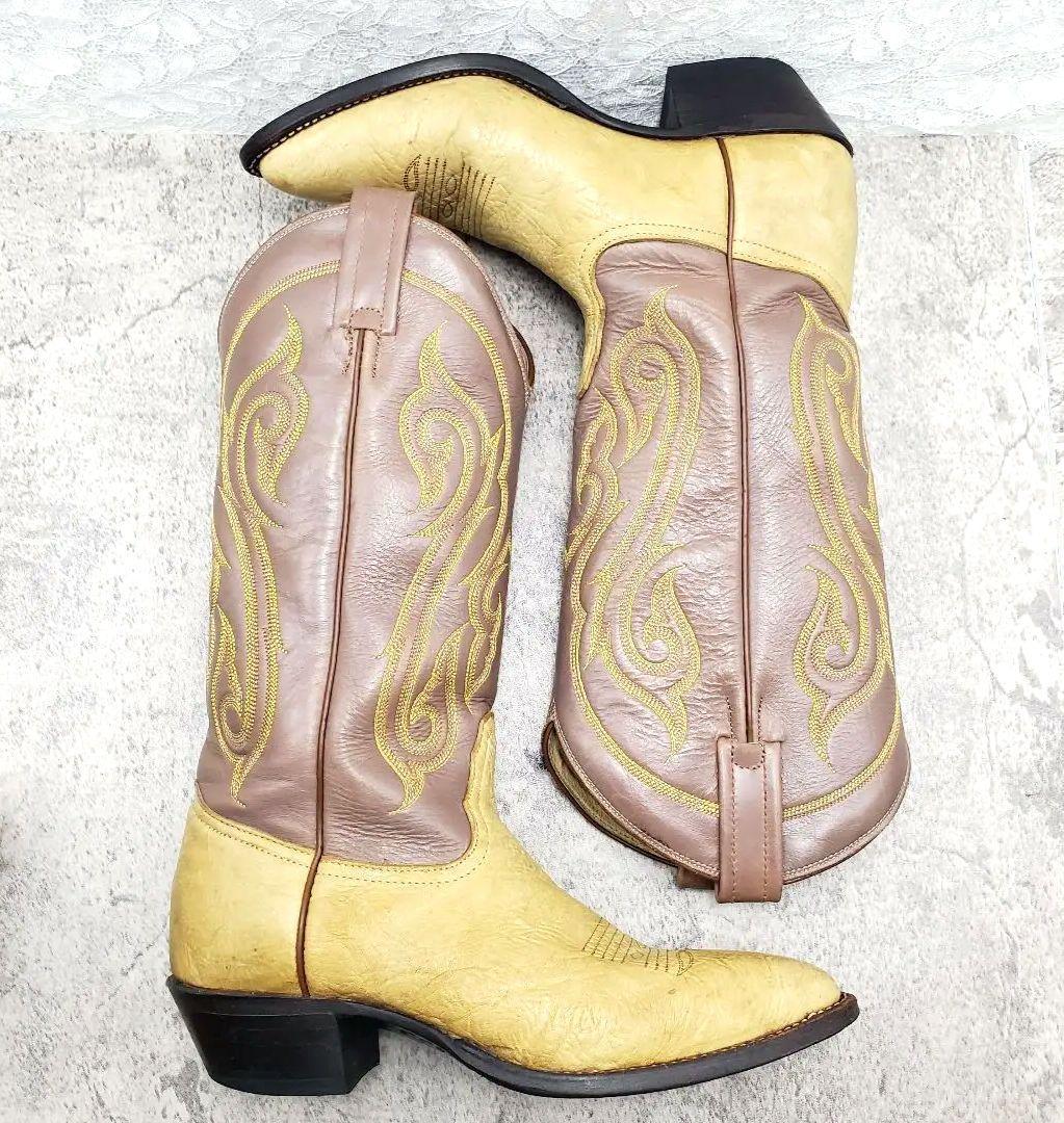 美品✨トニーラマ✨USA製 ウエスタンブーツ 23.5cm相当 レザー 刺繍