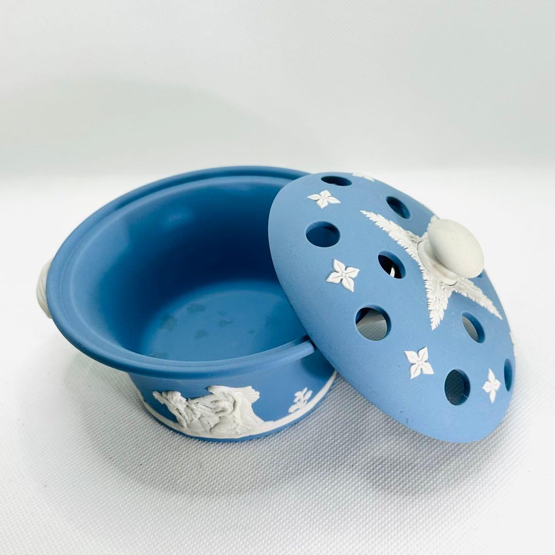  ウェッジウッド ジャスパー ポプリポット ペールブルー 蓋付き