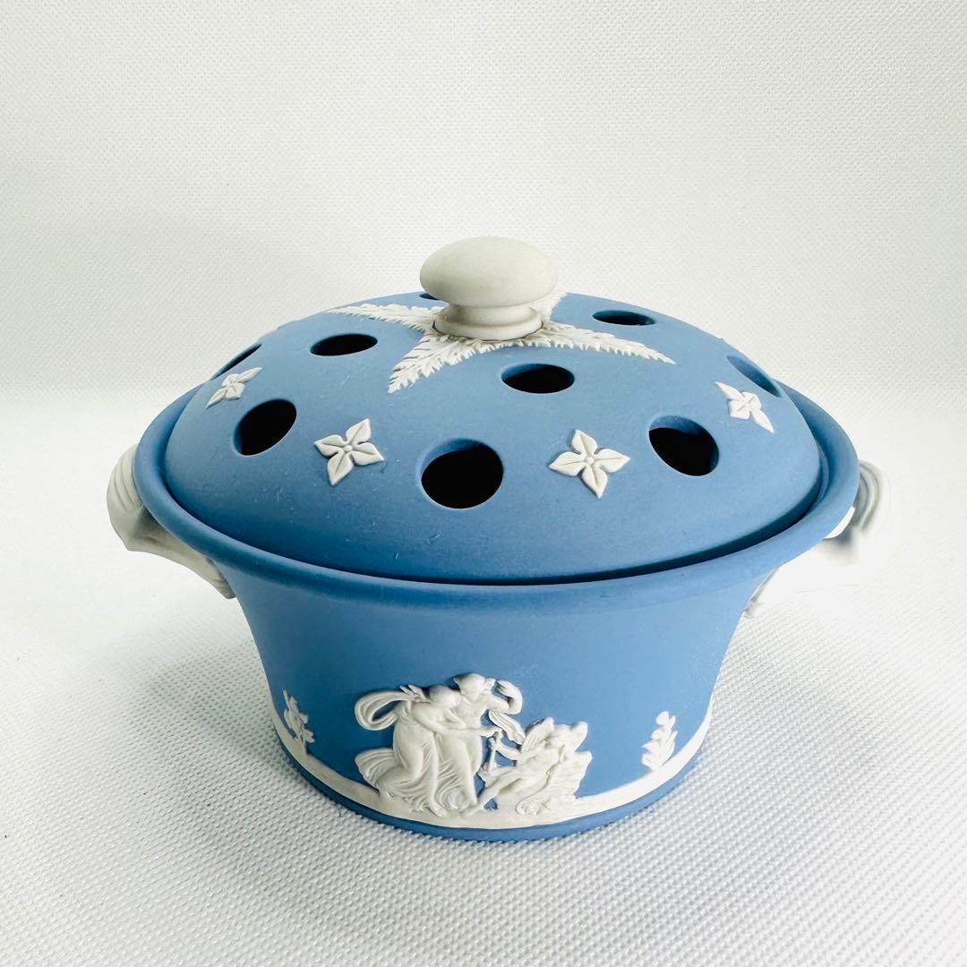  ウェッジウッド ジャスパー ポプリポット ペールブルー 蓋付き