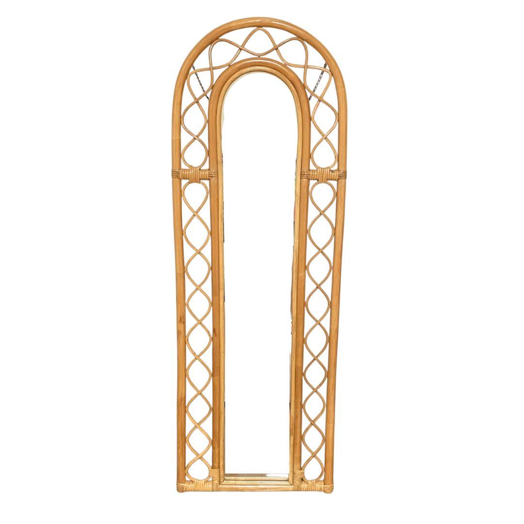 ヴィンテージ・ラタンスタンドミラー・鏡・壁掛けミラー・立て掛けミラー