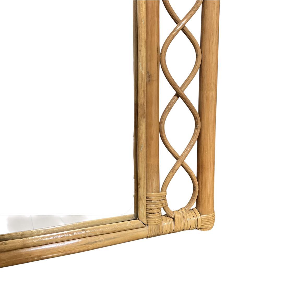 ヴィンテージ・ラタンスタンドミラー・鏡・壁掛けミラー・立て掛けミラー