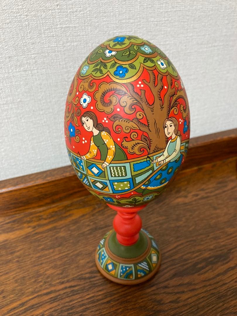 ロシア雑貨☆特大イースターエッグ(スタンド付き)H21cmオリガ作マトリョーシカ