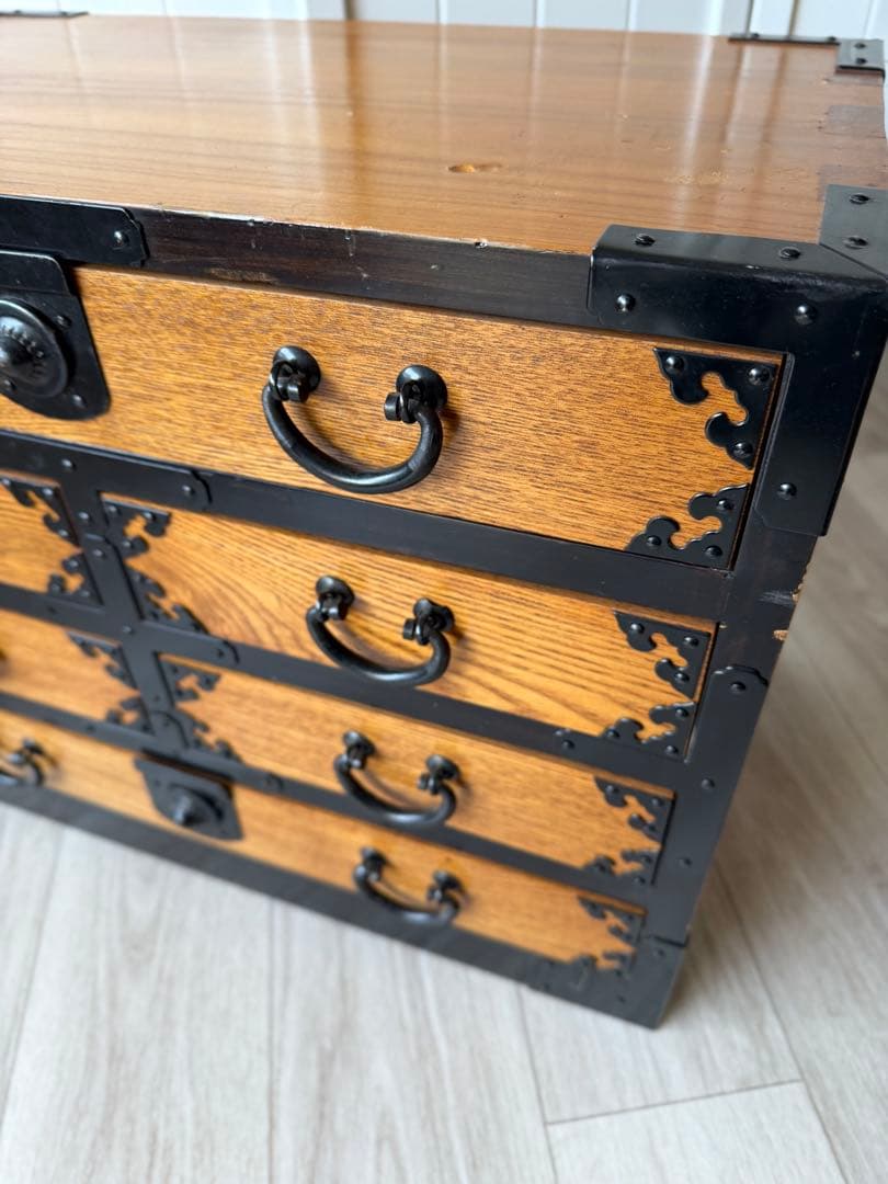 時代箪笥 小箪笥 和箪笥 昭和レトロ 引き出し4段 台車付き アンティーク