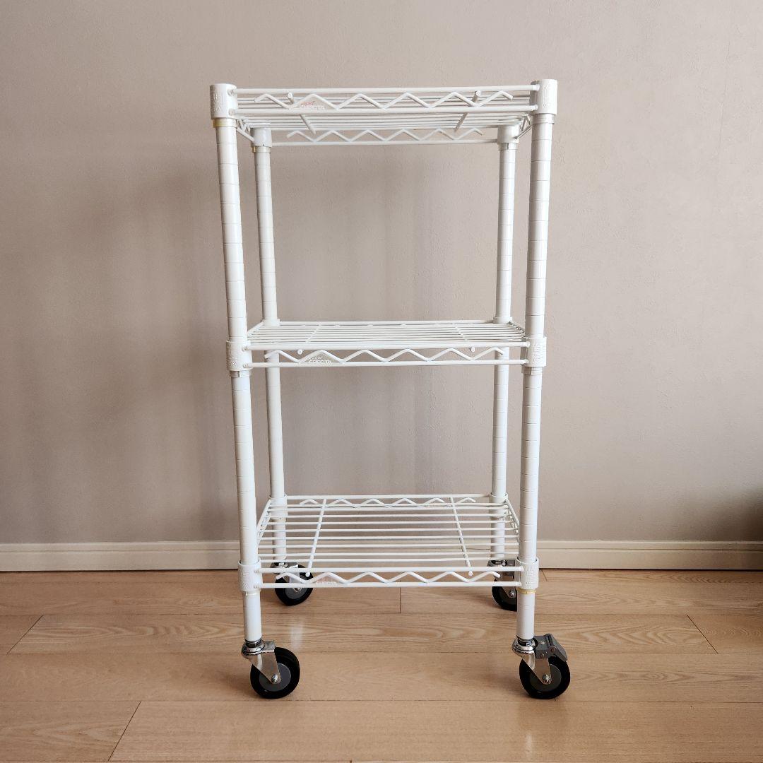 ホームエレクター 細型すき間収納ワゴン ウレタンキャスター付き 白 中古品