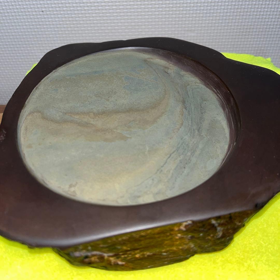 ⭕️うさぴょん⭕️赤間硯　希少　紫青石、紫金石様石紋綺麗　昇進堂謹製　丸型硯