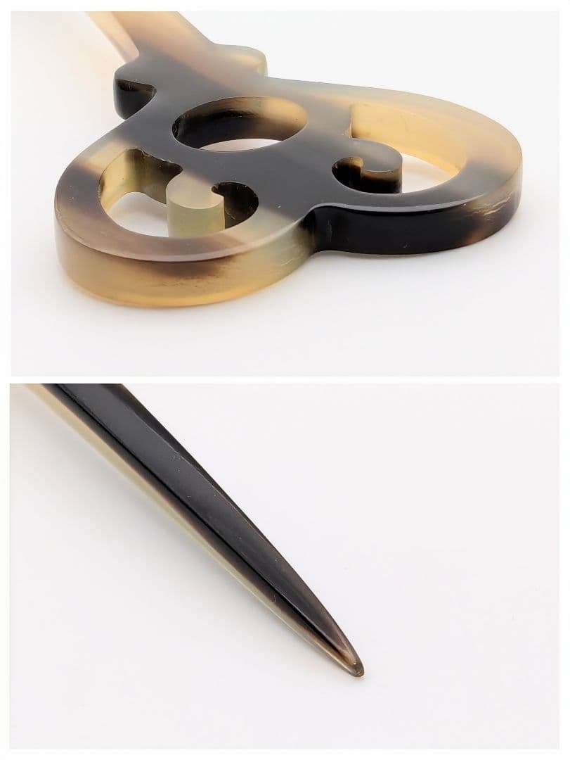 極美品 エルメス HERMES バッファローホーン ハート かんざし 簪 髪飾り