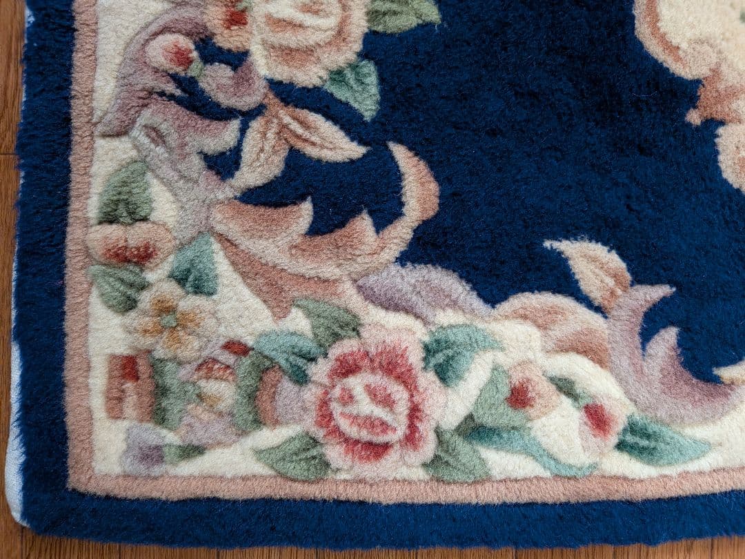 玄関マット クラシック花柄 ウール系 布張り 77×120cm