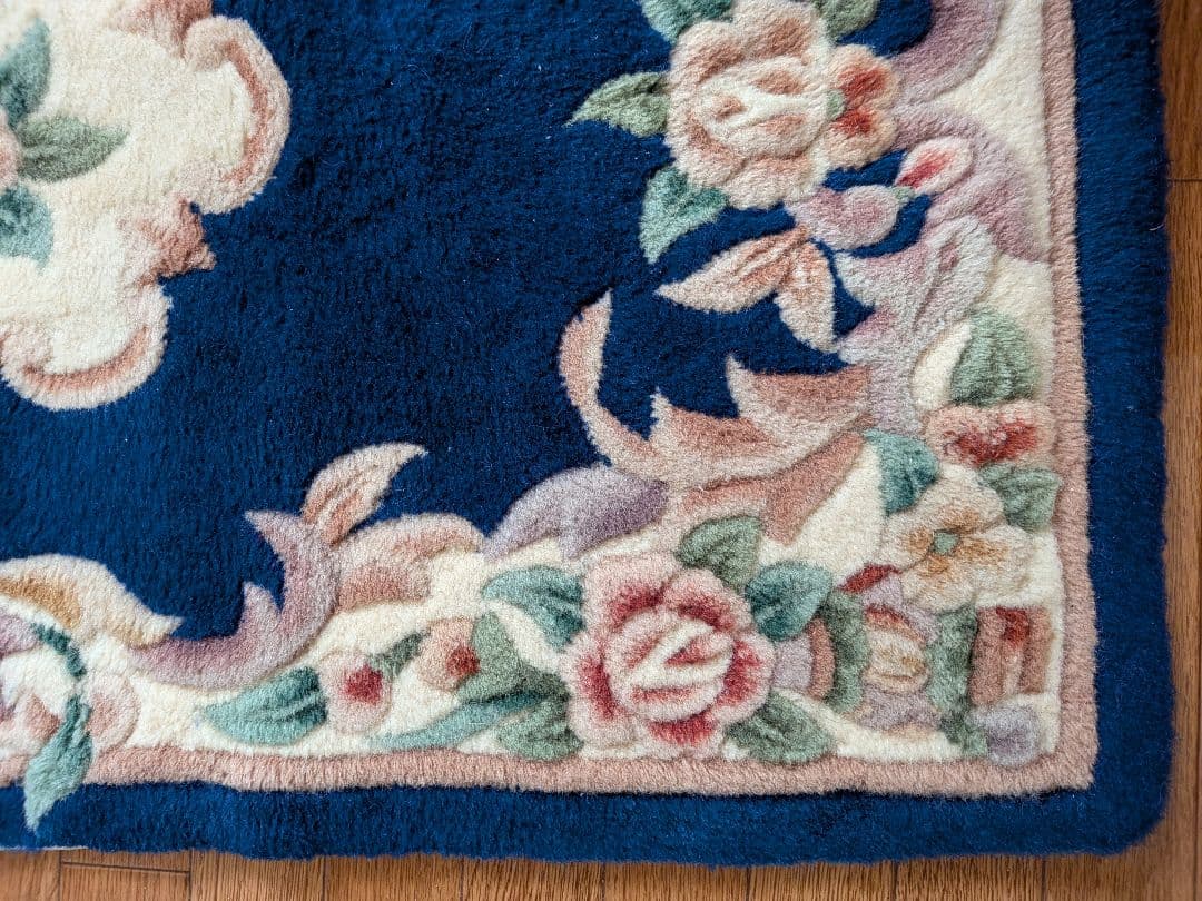 玄関マット クラシック花柄 ウール系 布張り 77×120cm