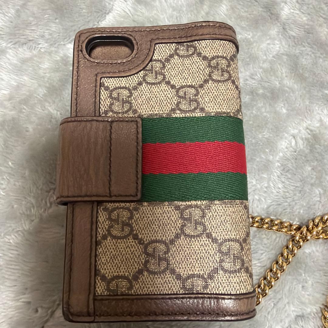 Gucci iPhone ケース SE 7.8 チェーンショルダー 手帳 グッチ
