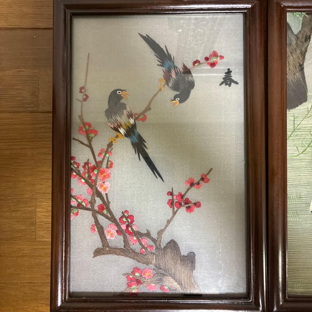 黒檀の刺繍フレーム 春夏秋冬4種セット 刺繍 アンティーク