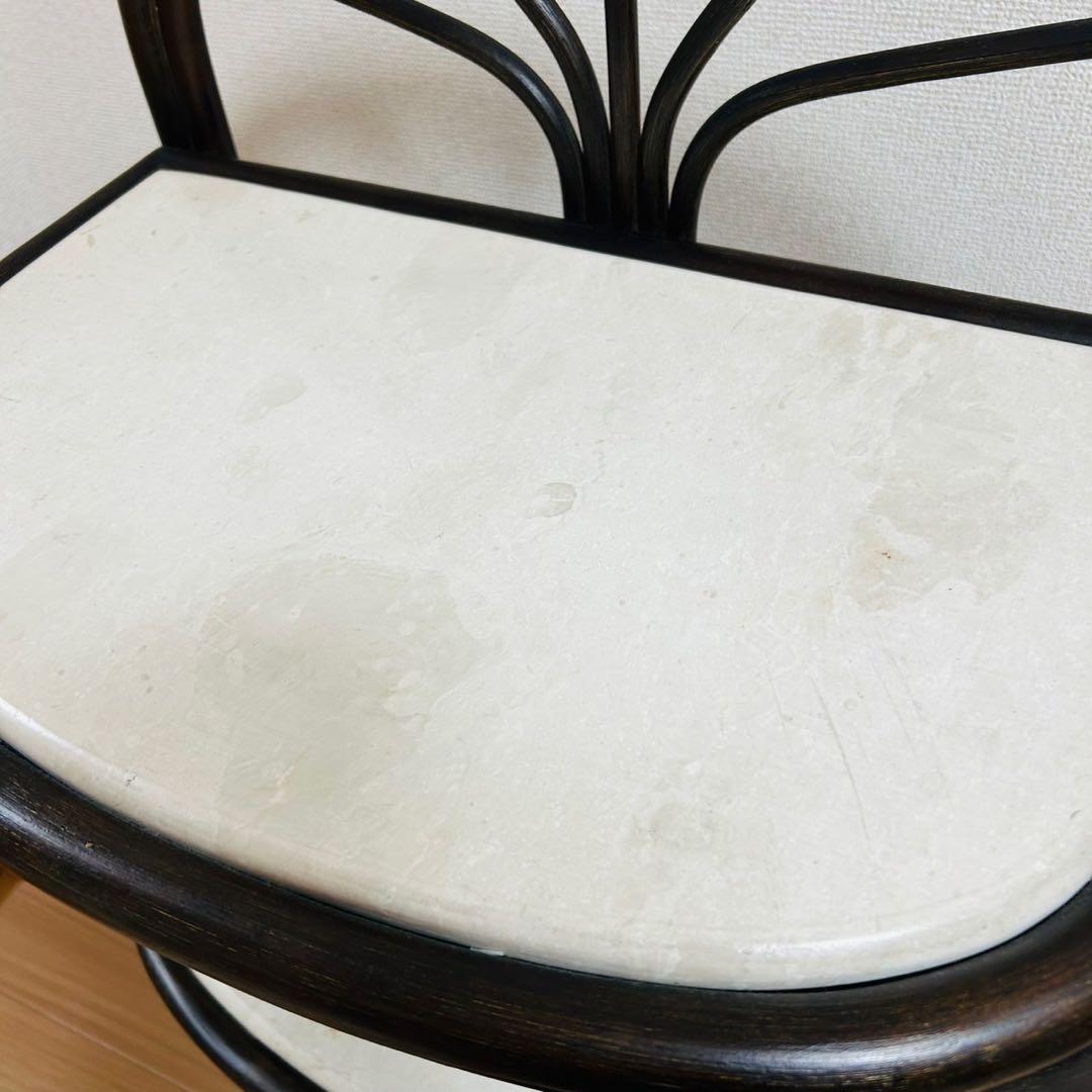 アンティーク調 ラタンフレーム 大理石風 3段ラック レトロ家具