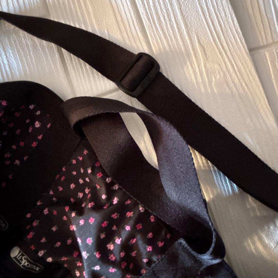 レスポートサック　ボストンバック　黒×花柄　ミニポーチ付　新品　未使用