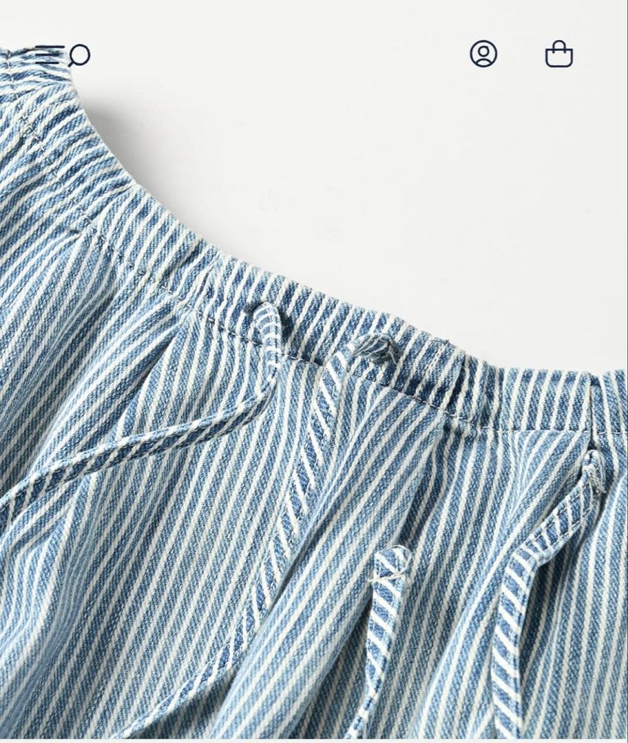 45R 45プチデニム✕レースのタックブラウス（加工）　ヒッコリー淡　52800