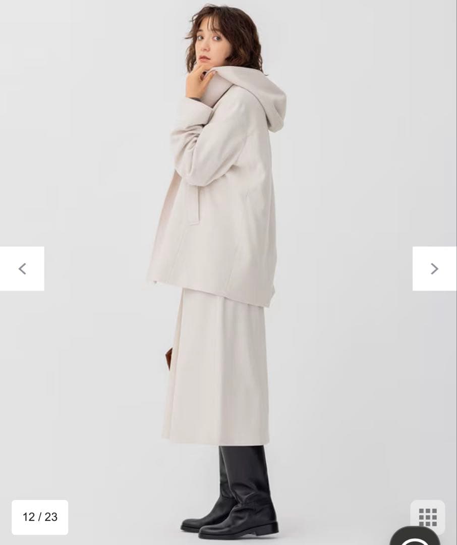 23区Sウールカシミヤビーバー フード付き ショートコート 34 ライトベージュ