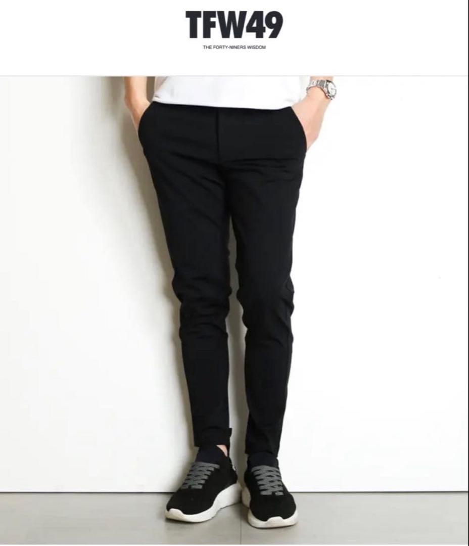 TFW49 ブラック スリムフィットパンツ　ゴルフパンツ
