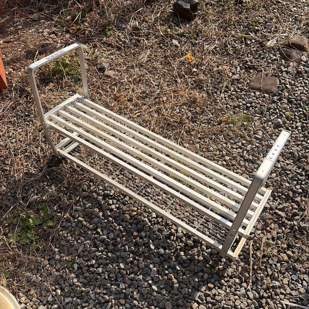 HOKUSEIアルミ製 キッチン吊り棚　昭和レトロ　２段　網棚　ホクセイ