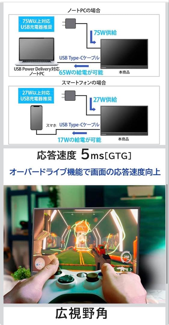 IODATA モバイルモニター 15.6インチ Switch/PC対応 タイプC