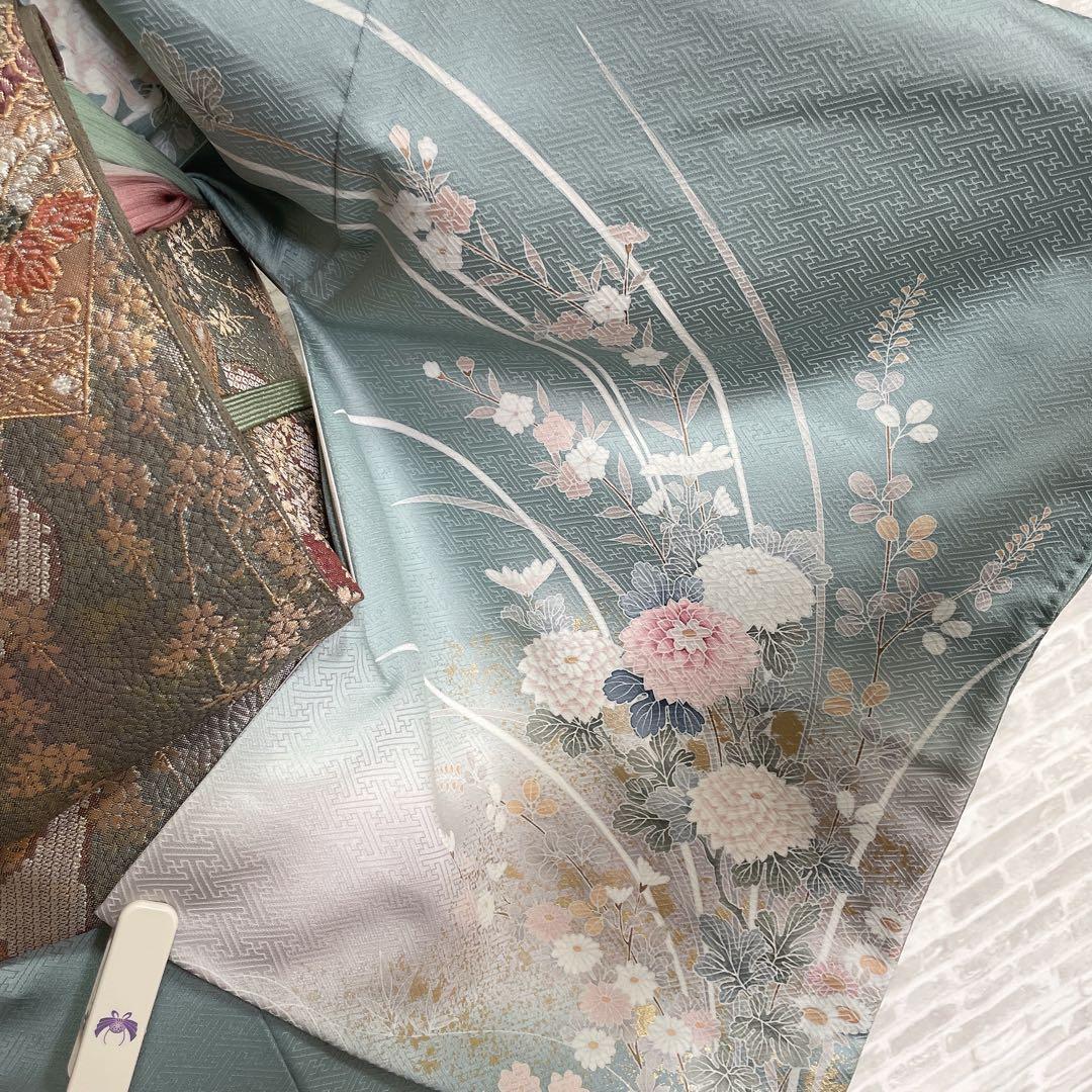 訪問着　フルセット　友禅　紗綾形地紋　金彩加工　鮮やか　入学式　卒業式　L2