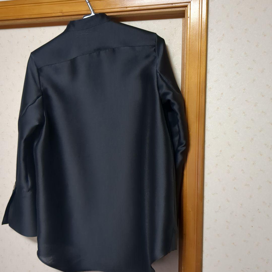 ネイビー シルキー Wクロップ トップス