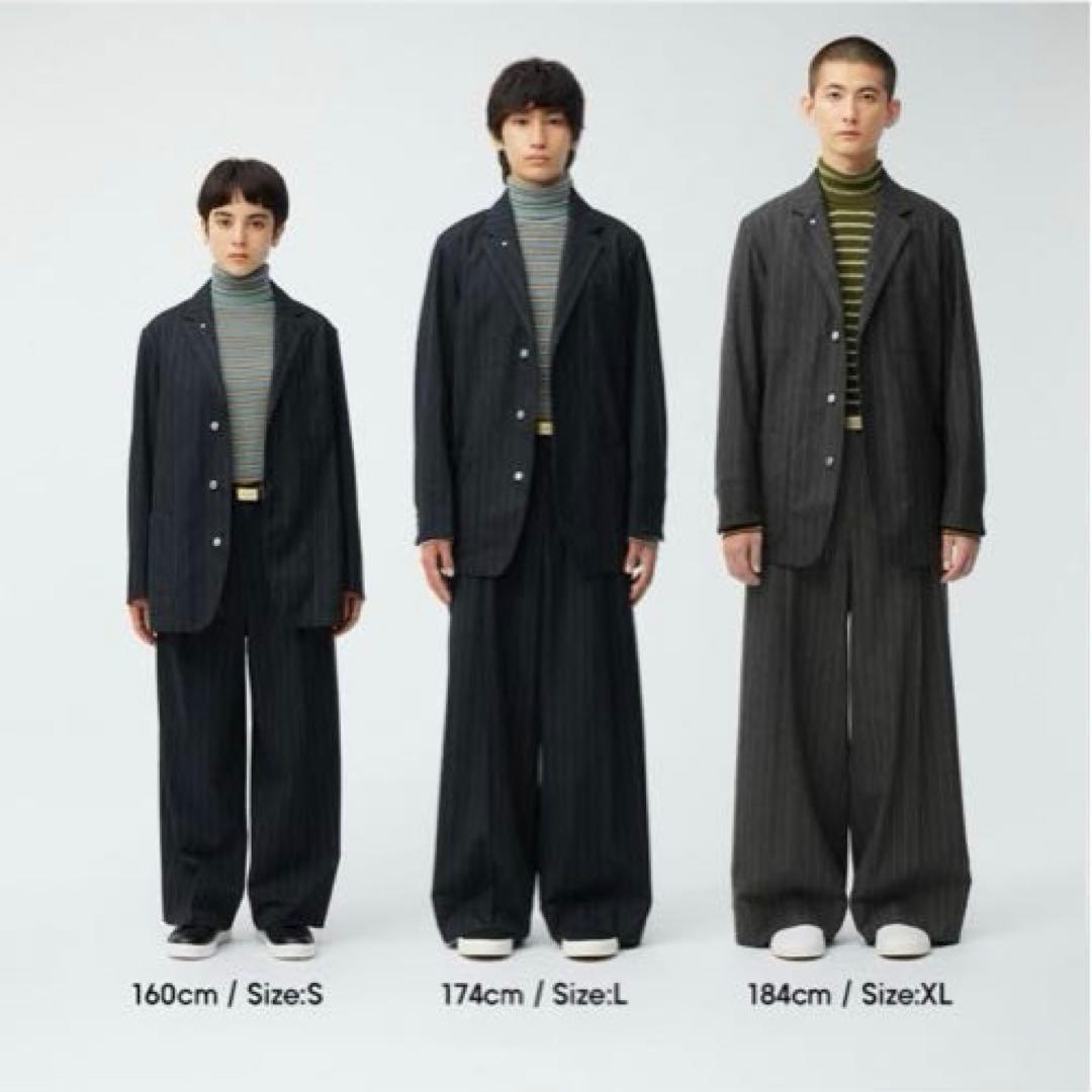 未使用beautiful people×GUセットアップ紺 ストライプ