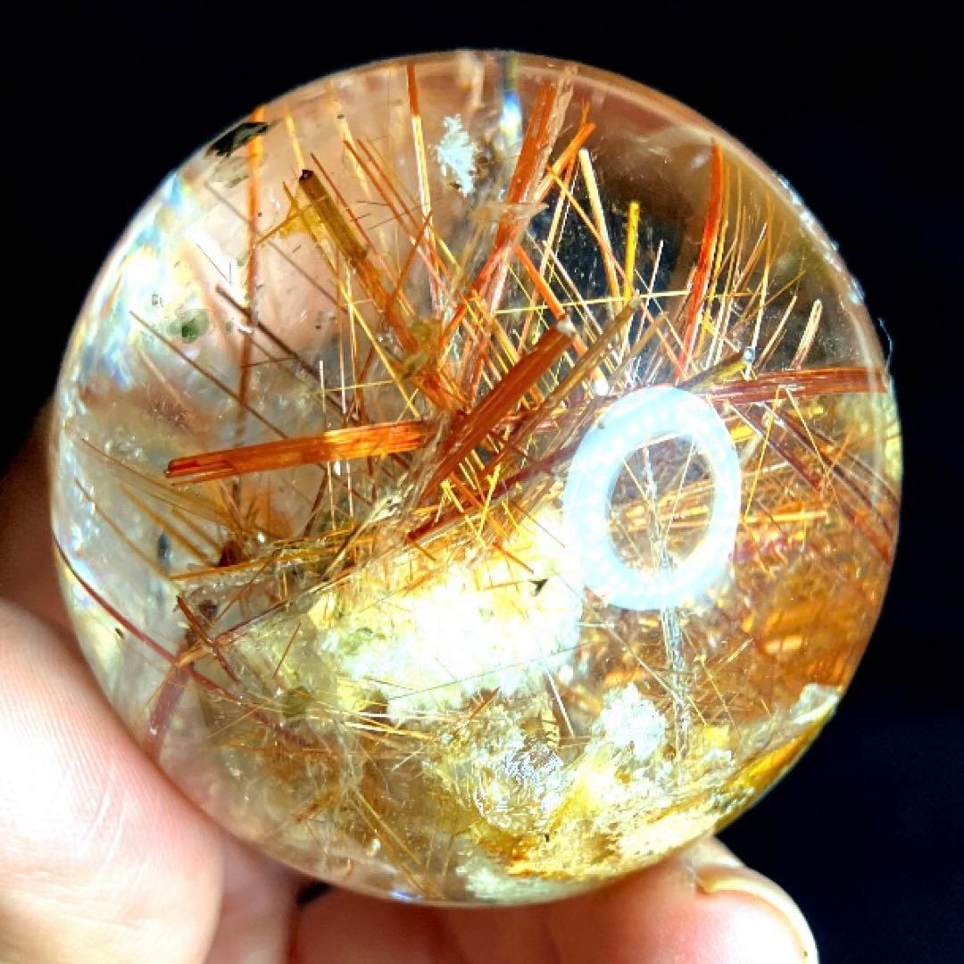 TAKU　50mm ゴールドタイチンルチルクォーツ　丸玉　スフィア