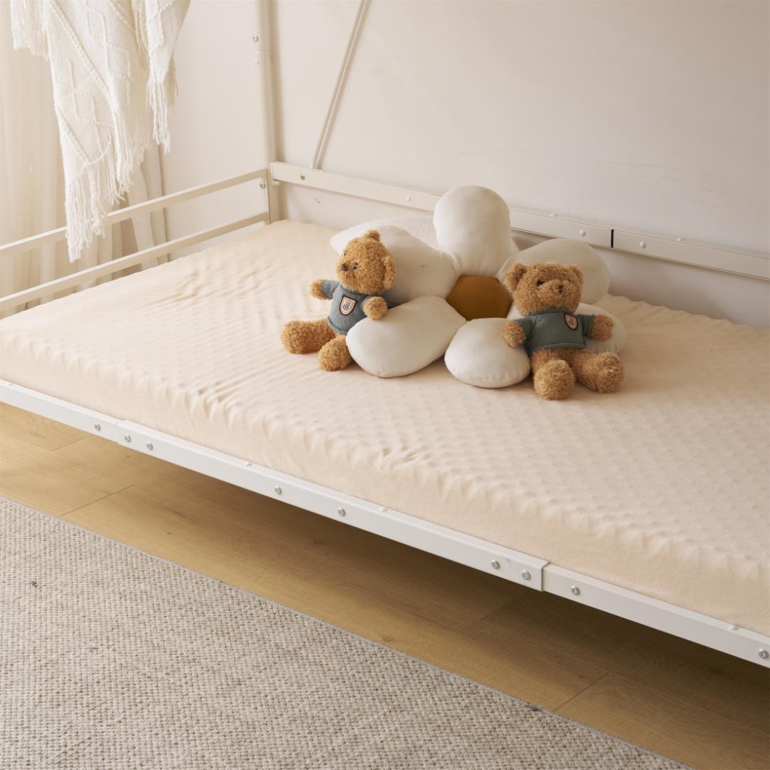 【マットレス2個付】Sロフトベッド 階段付きパイプベッド シングル 収納スチール