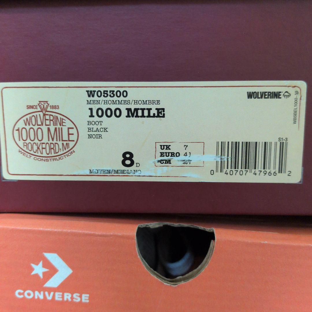 ウルヴァリン　1000マイルブーツ　ブラック　8D 27cm　茶芯　USA製