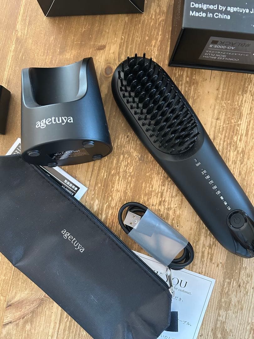 agetuya コードレスミニブラシアイロン　ヒートブラシ